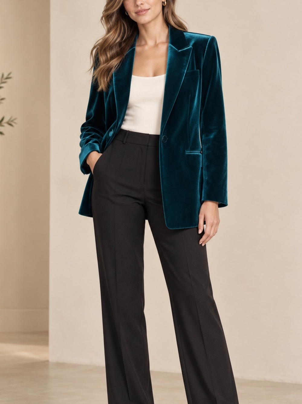 Alex Marie Teal Green Velvet Blazer Jacket Size 10 Single Button Lined NWT